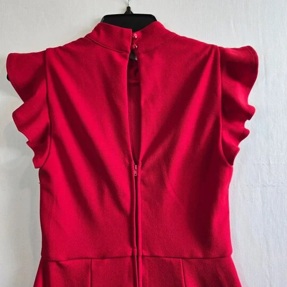 Womens S Ruffle Sleeve Mock Neck Jumpsuit Chic Date Night Bold Beautiful Stylish - Picture 11 of 11